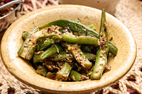 Vendakkai Thoran-Okra, coconut and ginger stir fry (mild)