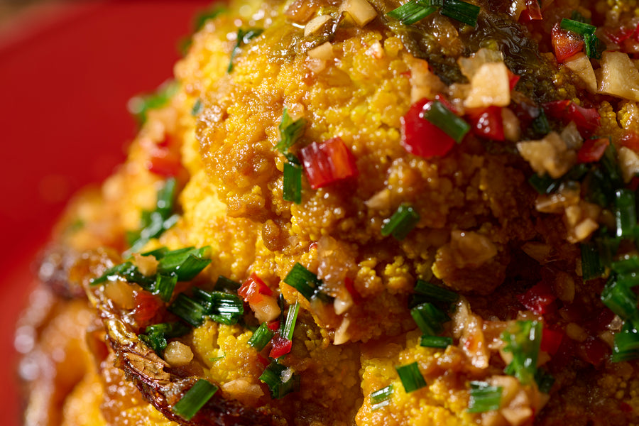 Turmeric-Baked Cauliflower with Soy Glaze