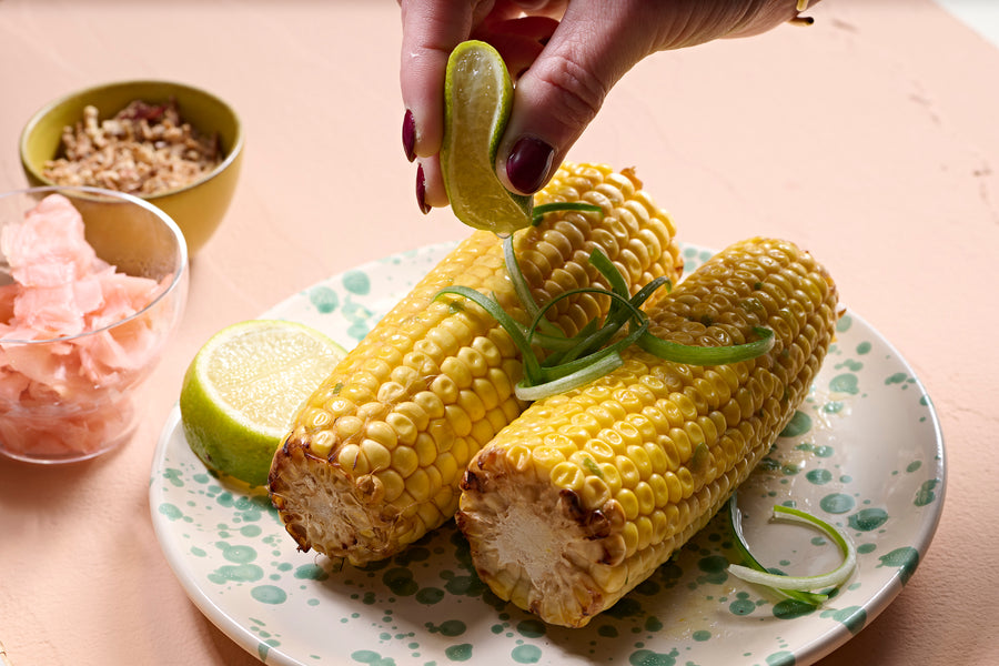 Grilled Corn on the Cob with Onion Butter Oil