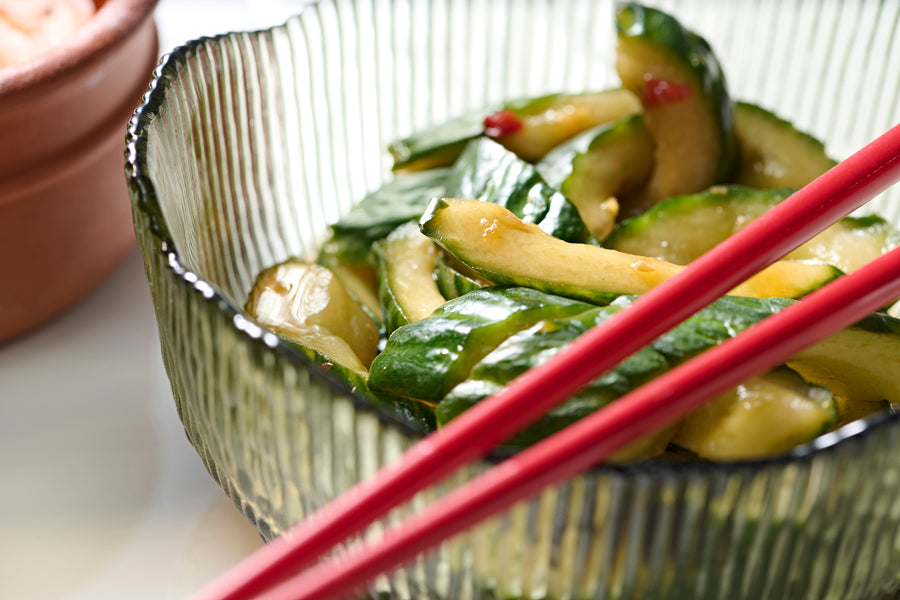 Smashed Cucumber with Sweet Tamarind Sauce