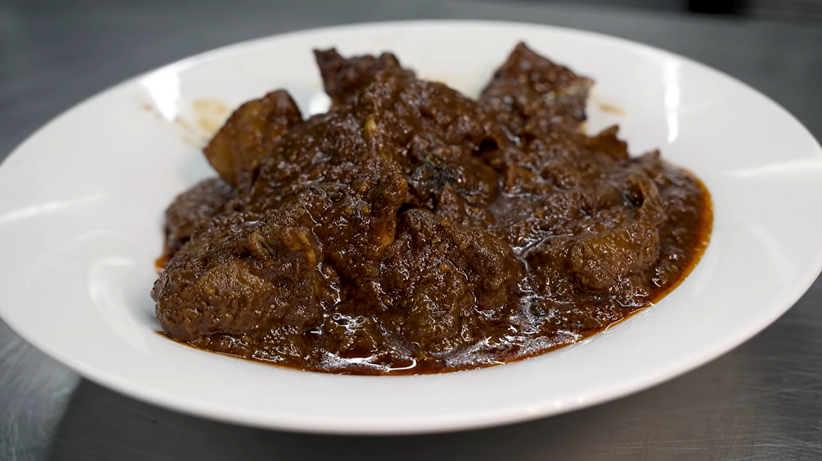 Lamb Rogan Josh in a white bowl